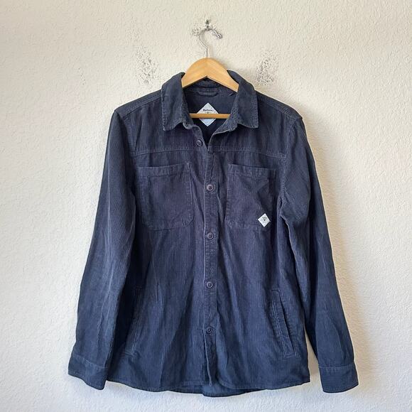 BARBOUR Beacon Shirt Navy Blue Corduroy Button Up Overshirt Shacket Work - Picture 1 of 10